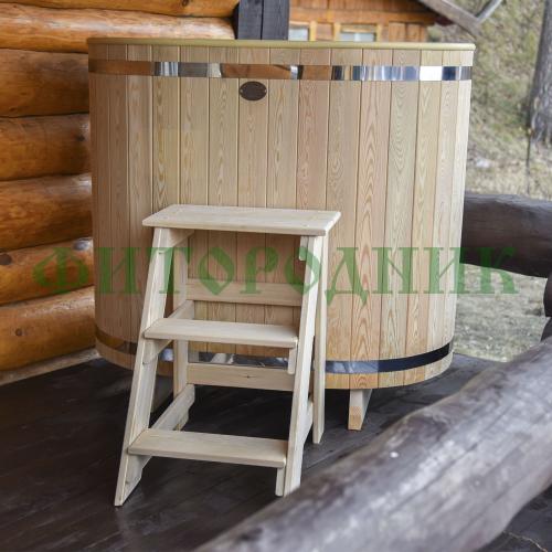 овальная купель «comfort» из лиственницы с пластиковой вставкой длина 1200 мм ширина 780 мм высота 1150 мм