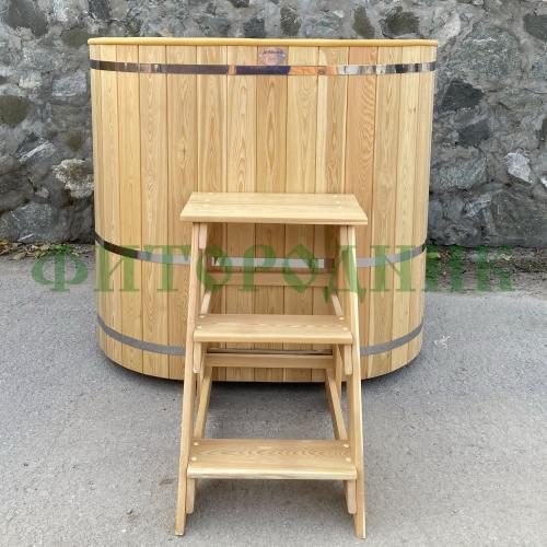 круглая купель «comfort» из лиственницы с пластиковой вставкой диаметр 1500 мм высота 1150 мм