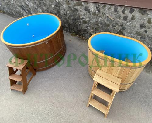 квадратная купель «comfort» из лиственницы с пластиковой вставкой длина 1500 мм ширина 1500 мм высота 1150 мм