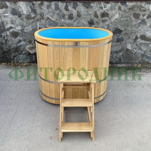 угловая купель «comfort» из лиственницы с пластиковой вставкой длина 1100 мм ширина 1100 мм высота 1150 мм