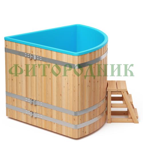 угловая купель «comfort» из лиственницы с пластиковой вставкой длина 1500 мм ширина 1500 мм высота 1150 мм