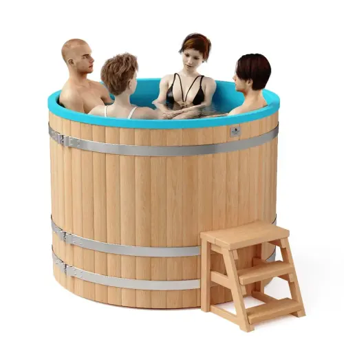 круглая купель «comfort» из лиственницы с пластиковой вставкой диаметр 1500 мм высота 1150 мм