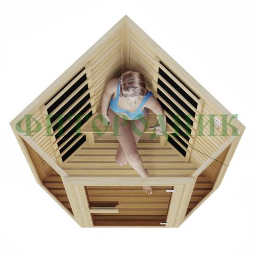 одноместная угловая инфракрасная сауна «comfort» с карбоновыми излучателями