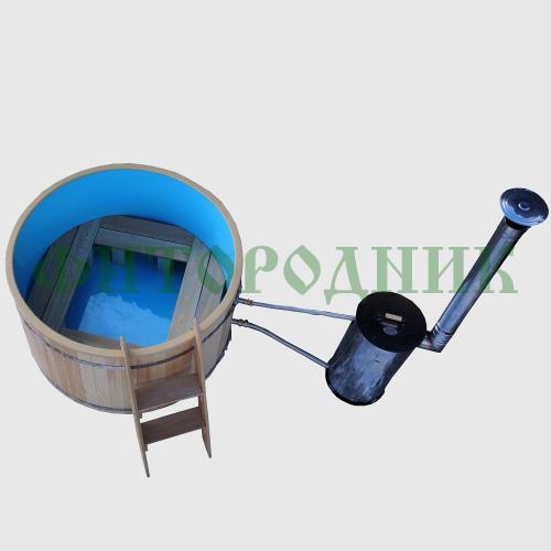 фурако круглая «original» из сосны с пластиковой вставкой с внешней печью 1500 мм