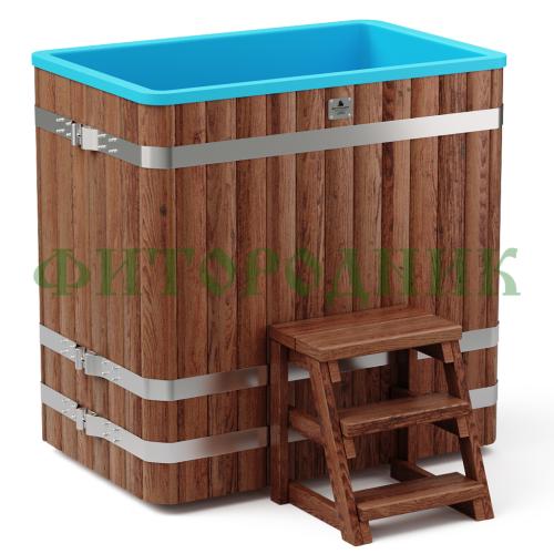 прямоугольная купель «comfort» из лиственницы с пластиковой вставкой длина 1400 мм ширина 780 мм высота 1150 мм