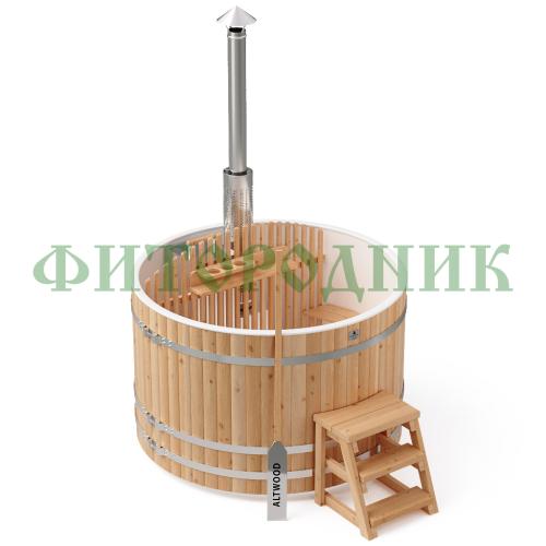 фурако круглая «comfort» из лиственницы с пластиковой вставкой со встроенной печью 1700 мм