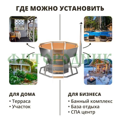 банный чан «premium neo steel» на подставке с печью 1750 мм