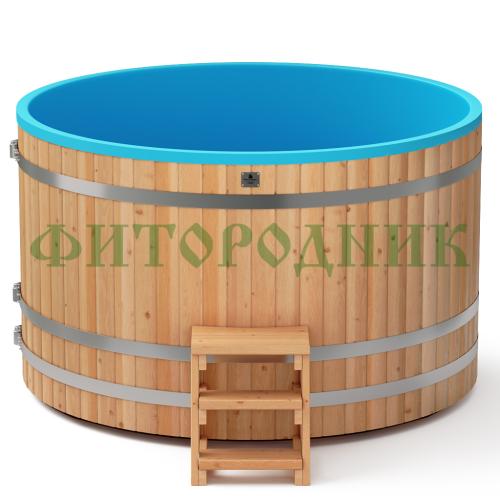 круглая купель «comfort» из лиственницы с пластиковой вставкой диаметр 2000 мм высота 1150 мм