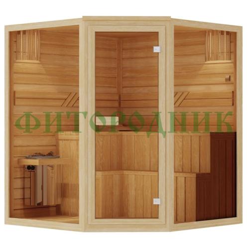 комбинированная сауна трехместная угловая «comfort» с электрической печью и парогенератором