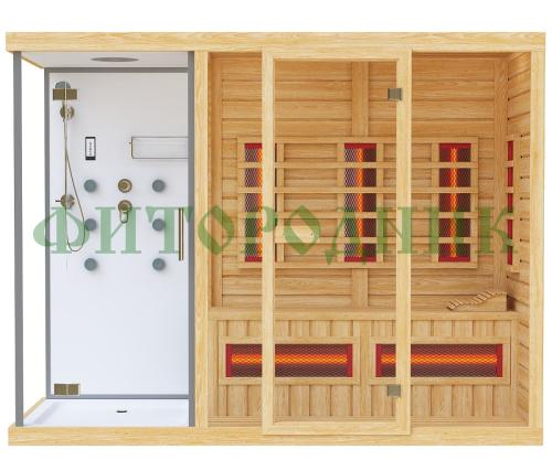 трехместная инфракрасная сауна «comfort» с душевой кабиной