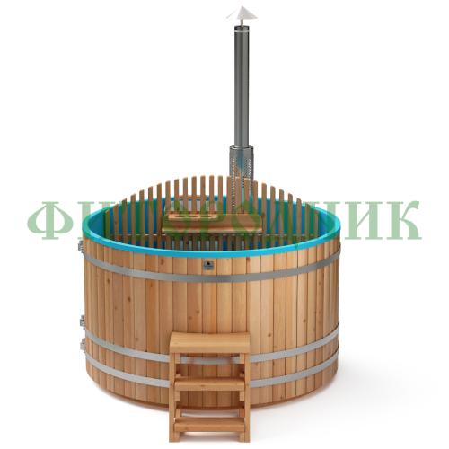 фурако круглая «comfort» из лиственницы с пластиковой вставкой со встроенной печью 2000 мм