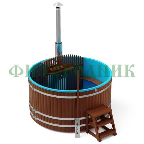 фурако круглая «comfort» из лиственницы с пластиковой вставкой со встроенной печью 2000 мм
