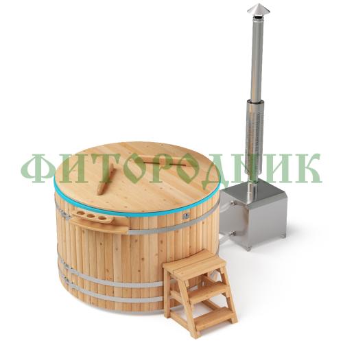 фурако круглая «comfort» из лиственницы с пластиковой вставкой с внешней печью с газовой горелкой 1700 мм