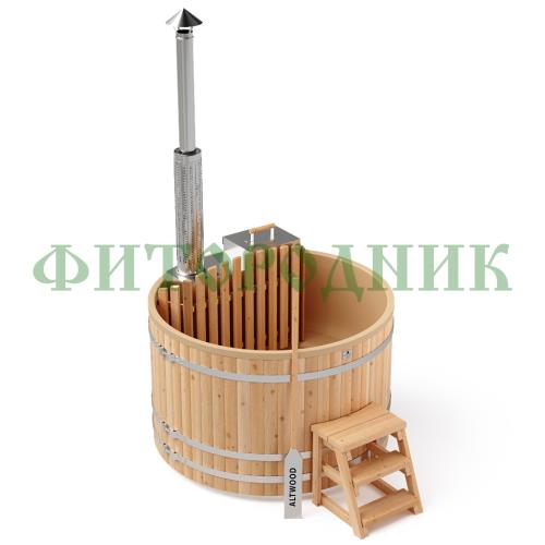 фурако круглая «premium» из лиственницы с термопластиковой вставкой со встроенной печью 1700 мм