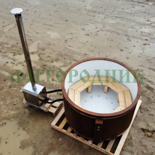 фурако круглая «comfort» из лиственницы с пластиковой вставкой с внешней печью 2000 мм