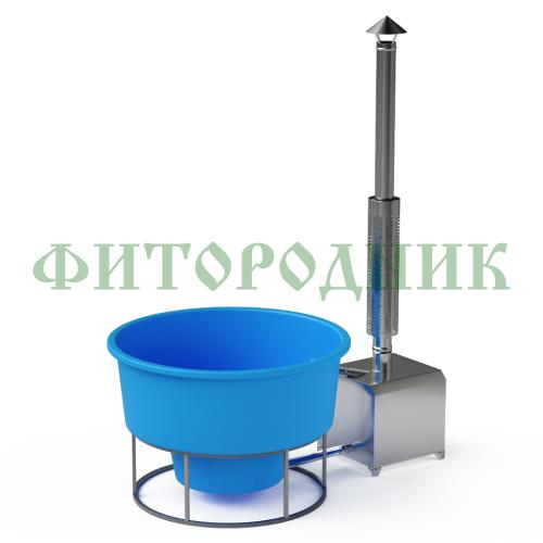 фурако круглая «premium terrace» с термопластиковой вставкой с внешней печью 1700 мм