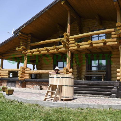 овальная купель «premium» из лиственницы с вставкой из нержавеющей стали длина 1200 мм