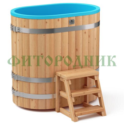 овальная купель «comfort» из лиственницы с пластиковой вставкой длина 1200 мм ширина 780 мм высота 1150 мм