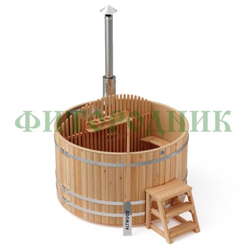 фурако круглая «comfort» из лиственницы с пластиковой вставкой со встроенной печью 2000 мм
