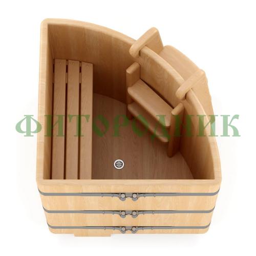 угловая купель «premium» из кедра длина 1100 мм ширина 1100 мм высота 1150 мм