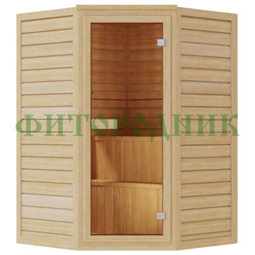 комбинированная сауна двухместная угловая «comfort» с электрической печью и парогенератором