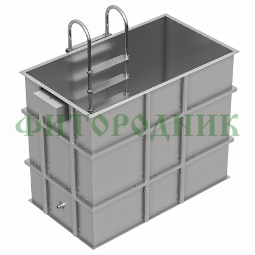 прямоугольная купель «comfort» из нержавеющей стали длина 1500 мм ширина 1000 мм высота 1150 мм