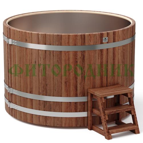 круглая купель «premium» из лиственницы с вставкой из нержавеющей стали диаметр 1700 мм высота 1150 мм