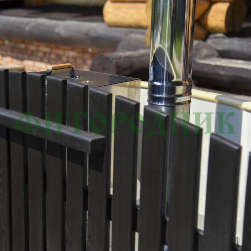 фурако круглая «comfort» из лиственницы с пластиковой вставкой со встроенной печью 2000 мм