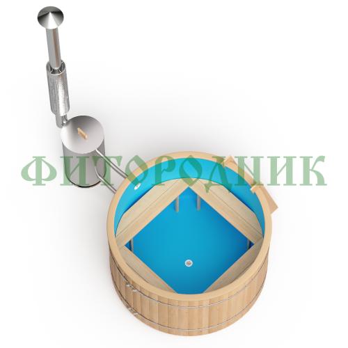 фурако круглая «original» из сосны с пластиковой вставкой с внешней печью 1500 мм