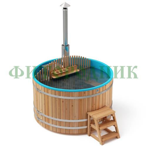фурако круглая «comfort» из лиственницы с пластиковой вставкой со встроенной печью 2000 мм