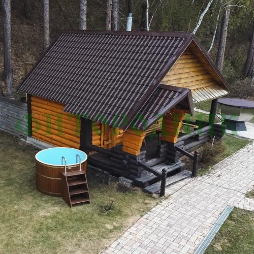 круглая купель «comfort» из лиственницы с пластиковой вставкой диаметр 1700 мм высота 1150 мм