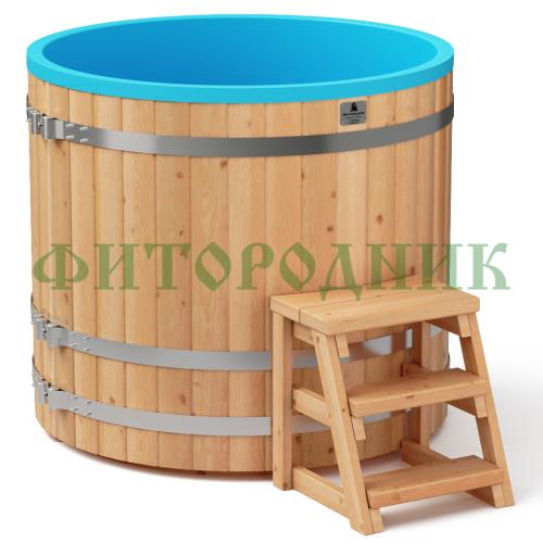 круглая купель «comfort» из лиственницы с пластиковой вставкой диаметр 1200 мм высота 1150 мм