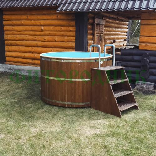 круглая купель «comfort» из лиственницы с пластиковой вставкой диаметр 1700 мм высота 1150 мм