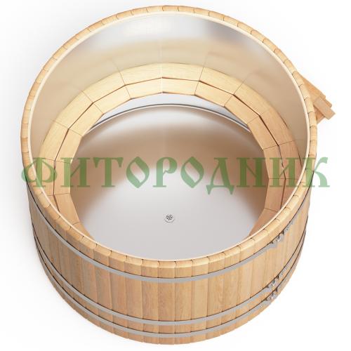 круглая купель «premium» из лиственницы с вставкой из нержавеющей стали диаметр 1700 мм высота 1150 мм