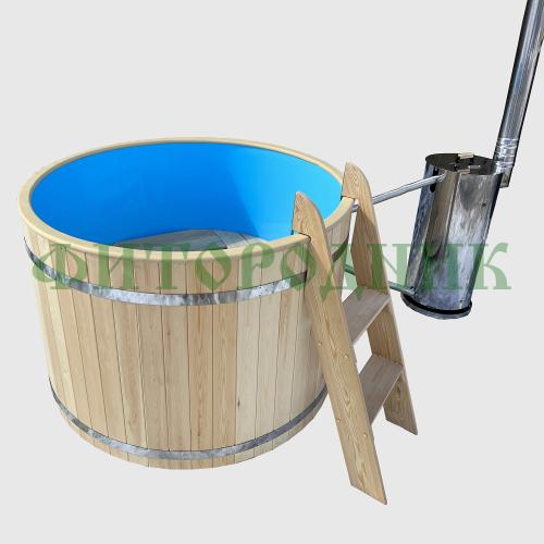 фурако круглая «original» из сосны с пластиковой вставкой с внешней печью 1500 мм