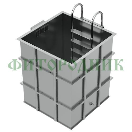 квадратная купель «comfort» из нержавеющей стали длина 1200 мм ширина 1200 мм высота 1150 мм