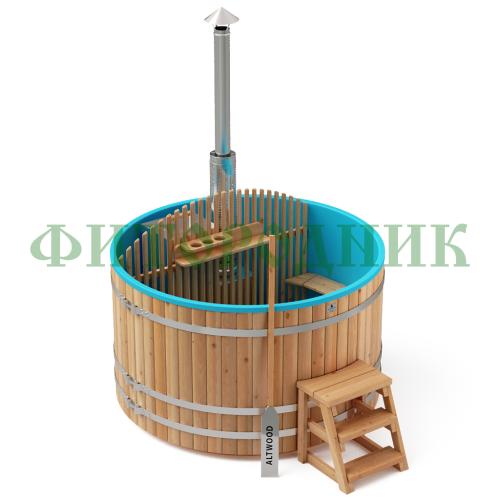 фурако круглая «comfort» из лиственницы с пластиковой вставкой со встроенной печью 2000 мм