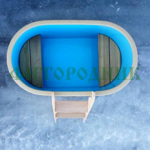 овальная купель «comfort» из лиственницы с пластиковой вставкой длина 1400 мм ширина 780 мм высота 1150 мм