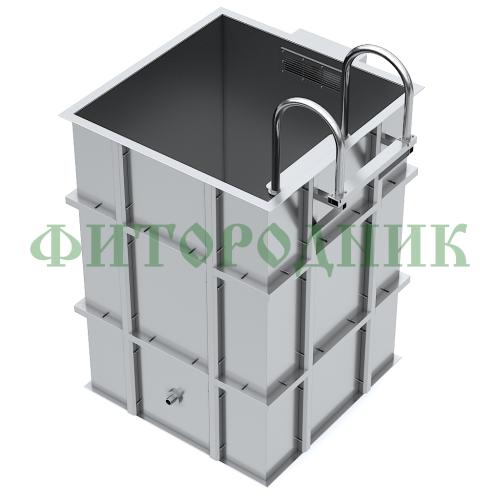 квадратная купель «comfort» из нержавеющей стали длина 1000 мм ширина 1000 мм высота 1150 мм