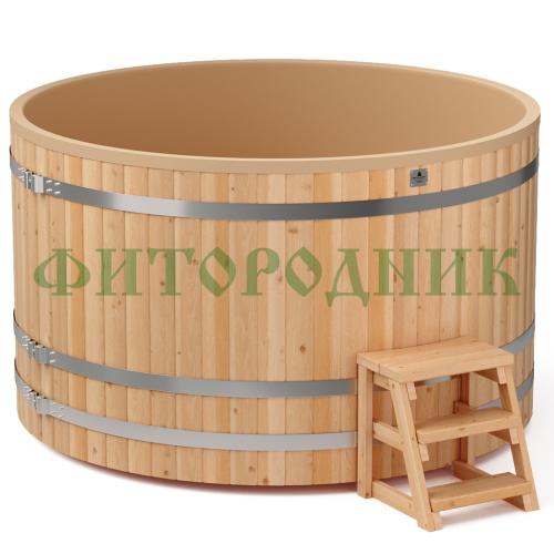 круглая купель «comfort» из лиственницы с пластиковой вставкой диаметр 2000 мм высота 1150 мм