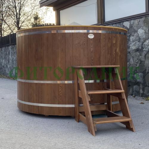 овальная купель «comfort» из лиственницы с пластиковой вставкой длина 1200 мм ширина 780 мм высота 1150 мм