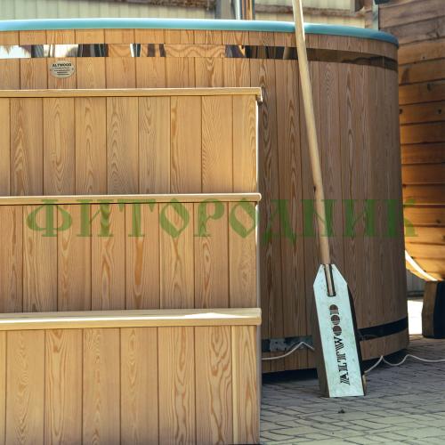 фурако круглая «premium» из лиственницы с термопластиковой вставкой с внешней печью 2000 мм