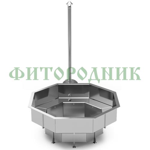 фурако «premium terrace октагон» из нержавеющей стали с внешней печью 2350 мм
