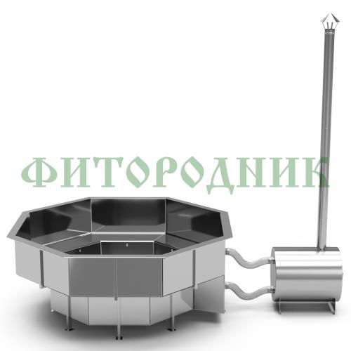 фурако «premium terrace октагон» из нержавеющей стали с внешней печью 2350 мм