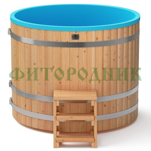 круглая купель «comfort» из лиственницы с пластиковой вставкой диаметр 1500 мм высота 1150 мм