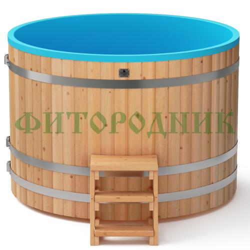 круглая купель «comfort» из лиственницы с пластиковой вставкой диаметр 1700 мм высота 1150 мм