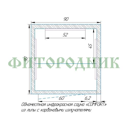 одноместная инфракрасная сауна «comfort» с карбоновыми излучателями