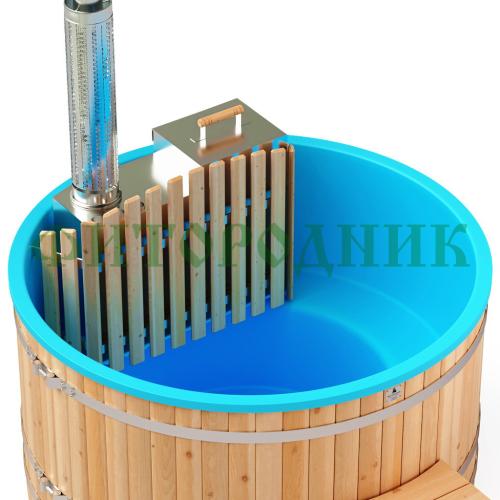 фурако круглая «premium» из лиственницы с термопластиковой вставкой со встроенной печью 2000 мм