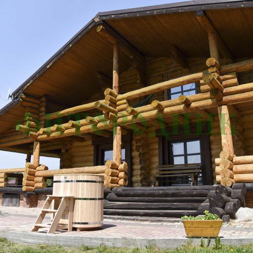 овальная купель «premium» из лиственницы с вставкой из нержавеющей стали длина 1200 мм