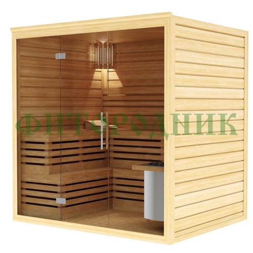 финская сауна четырехместная «premium» с электрической печью harvia